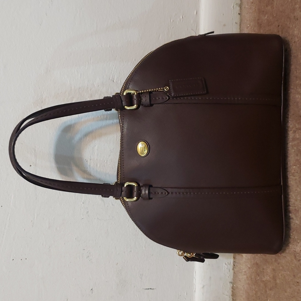 Coach Dome Brown Peyton Leather Satchel Purse Handbag F25671 Bag